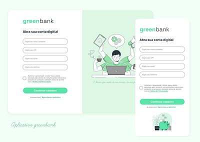 Aplicativo greenbank bank branding dailyui green ui ux
