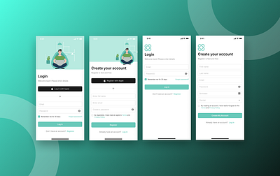 Login and Register Pages for iOS design login mob register ui