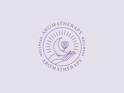 🌙 Aromatherapy Logo aromatherapy branding flower hand logo moon scent shine