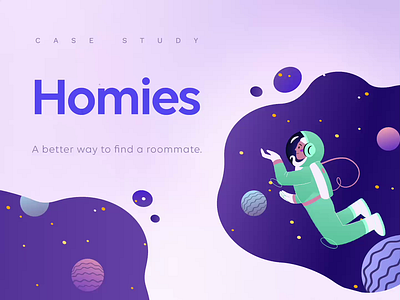 Homies animation case study dashboard design flat pink purple roommate space splash ui ux white