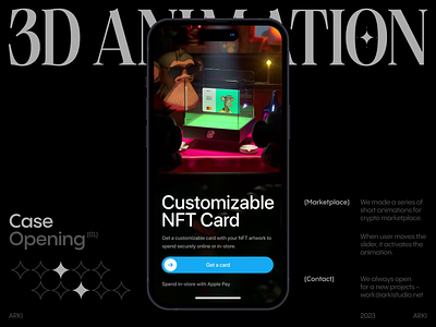 Case Opening / 3D Animation 3d animation app bank boredapes c4d card cartoon cinema4d confetti design ios mobile nft slider ui
