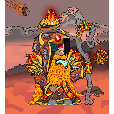 Wavey Fire Wizard graphic design