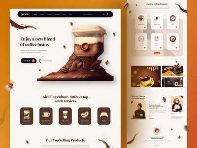 Q.Cafe Coffee Shop Website Design branding cafe coffeehouse coffeeshop creativedesign designconcept designinspiration foodshop graphic design landingpage newandnoteworthy newshot onlineorder popular restaurant shopping trendingnow uiuxdesigner webdesign webuiux