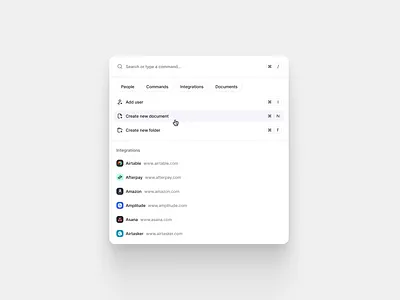Cmd + K Search Modal — SaaS cmdk commandk modal product design search ui