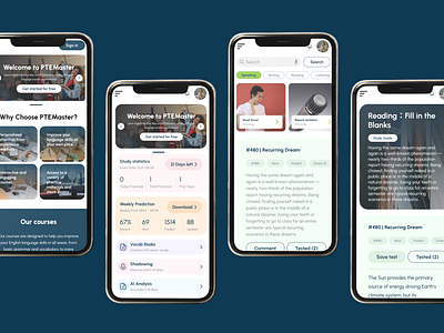 PTEMaster - An English learning App app english learning ui uiux
