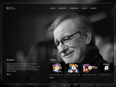 Steven Spielberg fan website app design graphic design illustration ui ux w