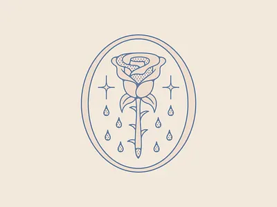 Rose Badge Design blood california flower flower design flower logo flower shop illustration nienowbrand ornate badge plant design rain rose rose badge rose logo stars stipple logo thorns