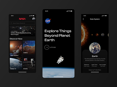 NASA - Mobile App UI UX Concept Design app design clean design mars mobile app mobile app design mobile app designs nasa app nasa app design nasa mobile app planet app design solar system app space app space app design space mobile app space travel app ui ui app design ui design ui ux design