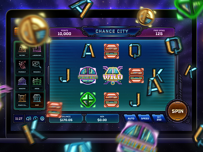 Sci-fi Slot Machine Design animation casino gambeling game graphic design logo moder motion graphics sci fi slot space ui