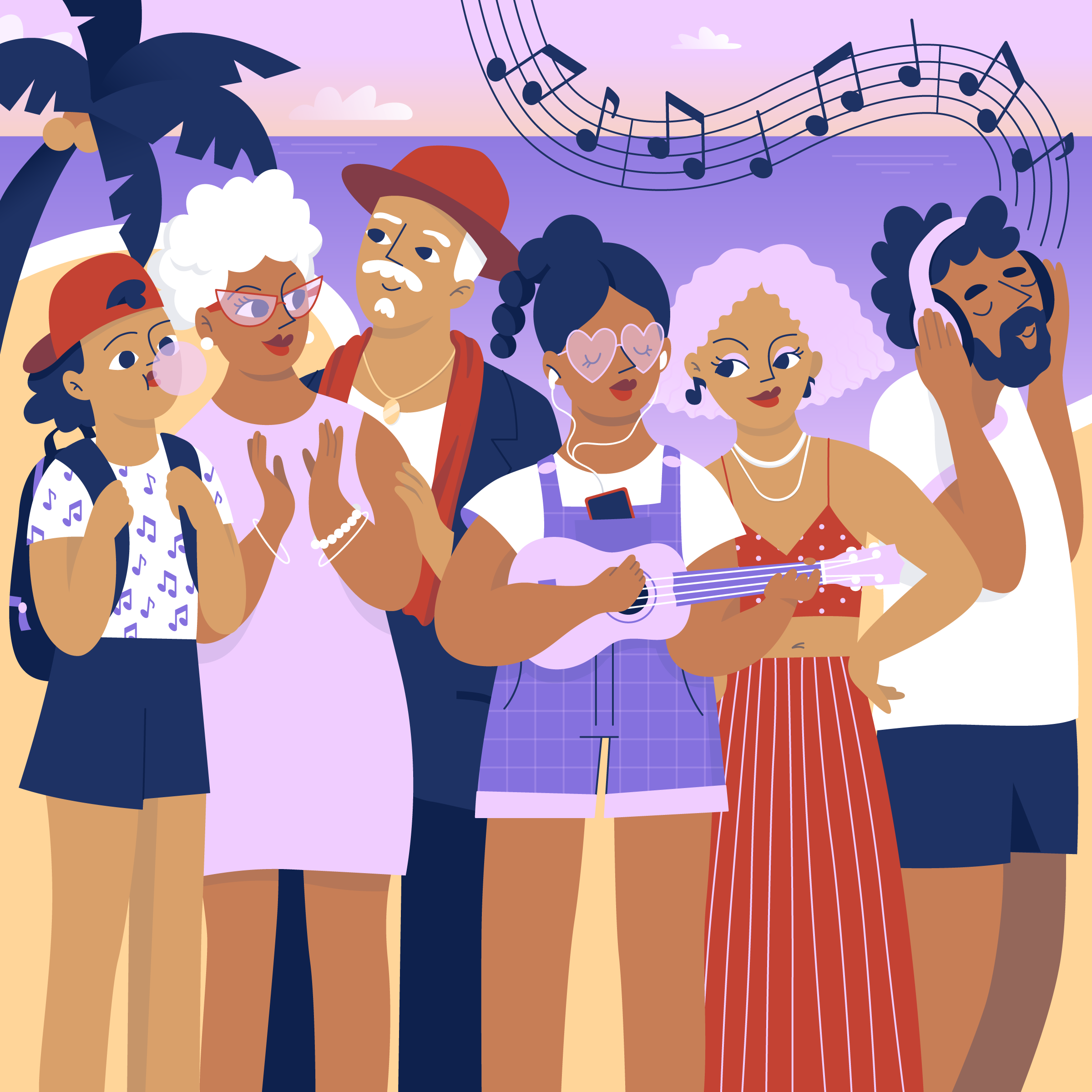 Spotify - Premium Family Campaign 2/4 design diversity family flat illustration illustrator music spotify vector