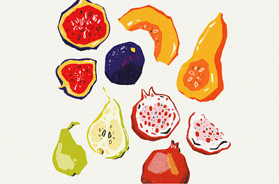 fruits pattern | illustration atmosphere botanical fruits graphic design illustration pattern pomegranat pumpkin vintage illustration