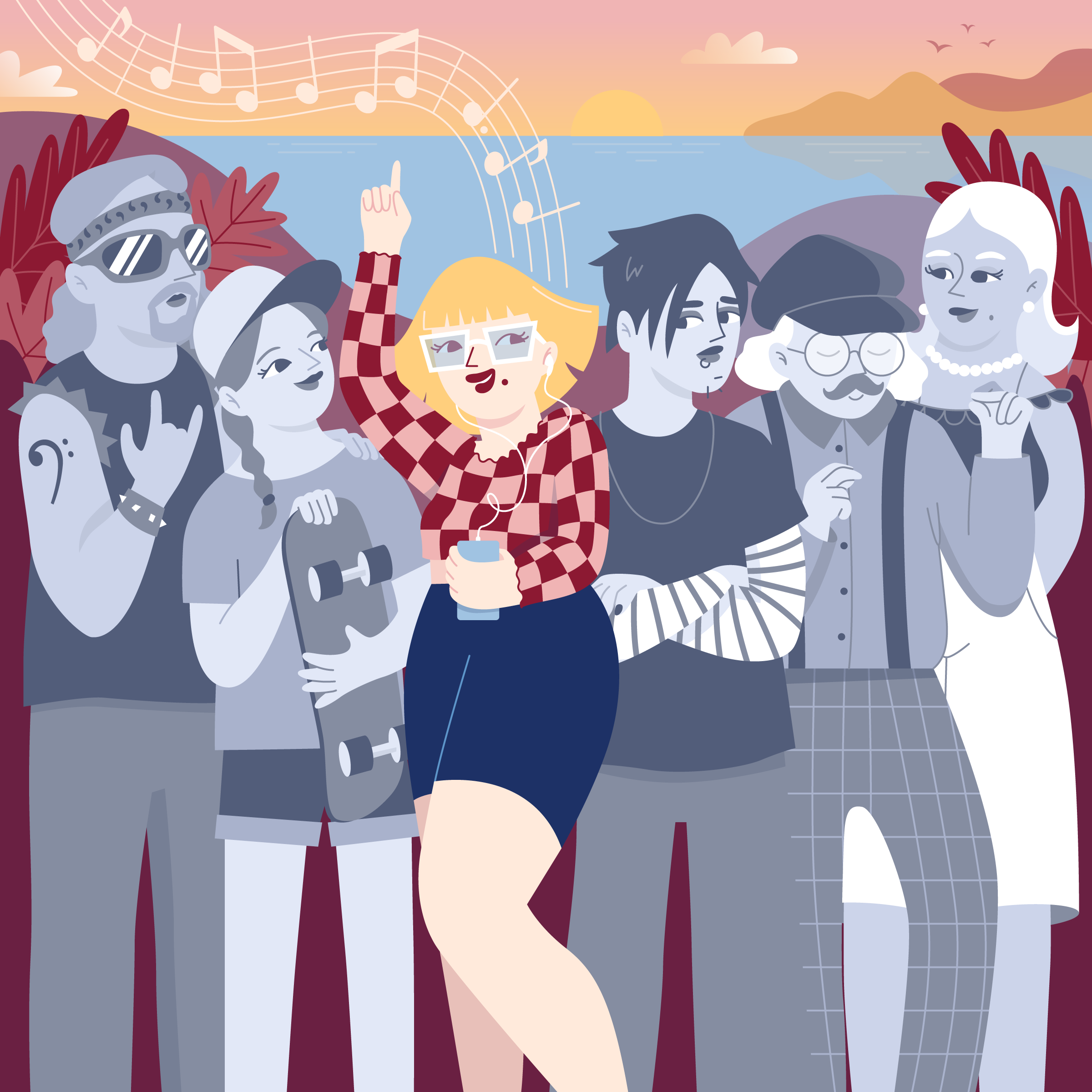 Spotify - Premium Family Campaign 4/4 character family flat graphic design illustration illustrator music vector