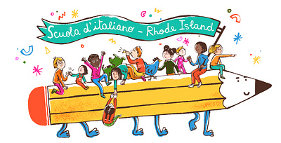 Scuola d'Italiano Rhode Island advertising banner children childrens book design early readers illustration middle grade photoshop
