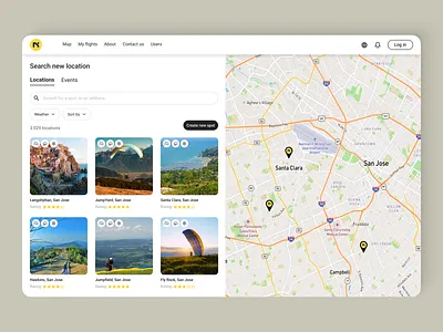 Website - Search New Location Page design development figma map design material design platform recreation search location search page tourist app travelapp ui ui design ux ux design webdesign