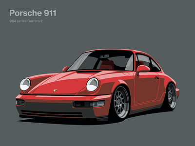Porsche 911 964 series bucket cars clean design flat illustration porsche slick vector