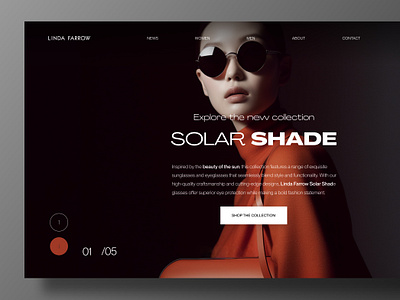 Linda Farrow Solar Shade AI Landing page Hero Images & Web UI ai art direction artificial intelligence ecommerce eyewear fashion generative ai hero image landingpage linda farrow midjourney product design ui user experience user interface uxui visual design web ui