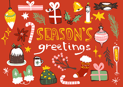 Season's greetings advertising christmas design editorial illustration line work pattern photoshop seasons greetings xmas
