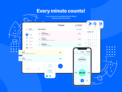 UX/UI | Minute Time Tracker branding design graphic design illustration management productivity projects report team time tracker typography ui ux