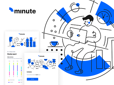 Illustrations | Minute Time Tracker branding design graphic design illustration logo management productivity projects time tracker typography ui ux vector