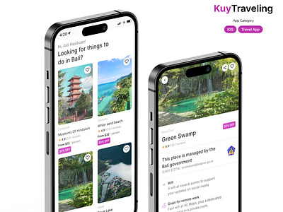 KuyTraveling - Traveling App adventure android app design clean destination explore ios mobileapp tourism travel travelagency traveling travelingapp trip ui uidesign ux