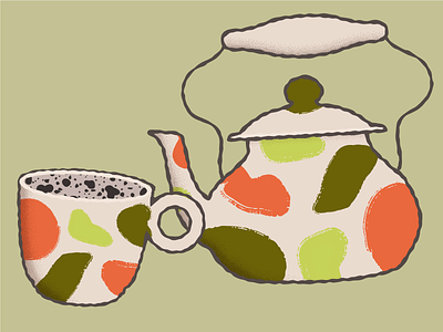 Tea set illustration illustrator mug tea tea kettle teapot teaset vector