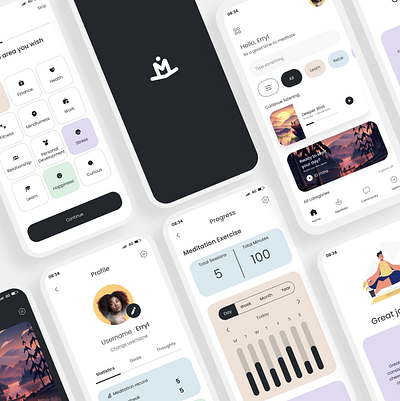 Meditation app UI design ui ux