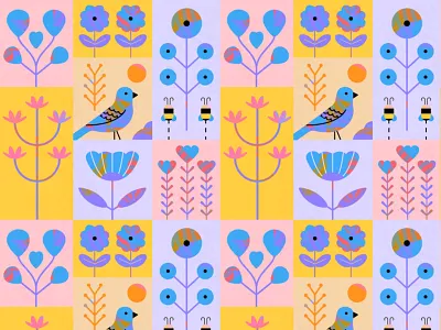 Spring Pattern adobeillustrator art artwork dribbble illustration pattern spring vector