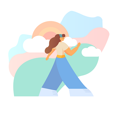 Lifestyle Illustration clouds design exercise fitness flat girl illustration lifestyle pastel person print sky sun woman