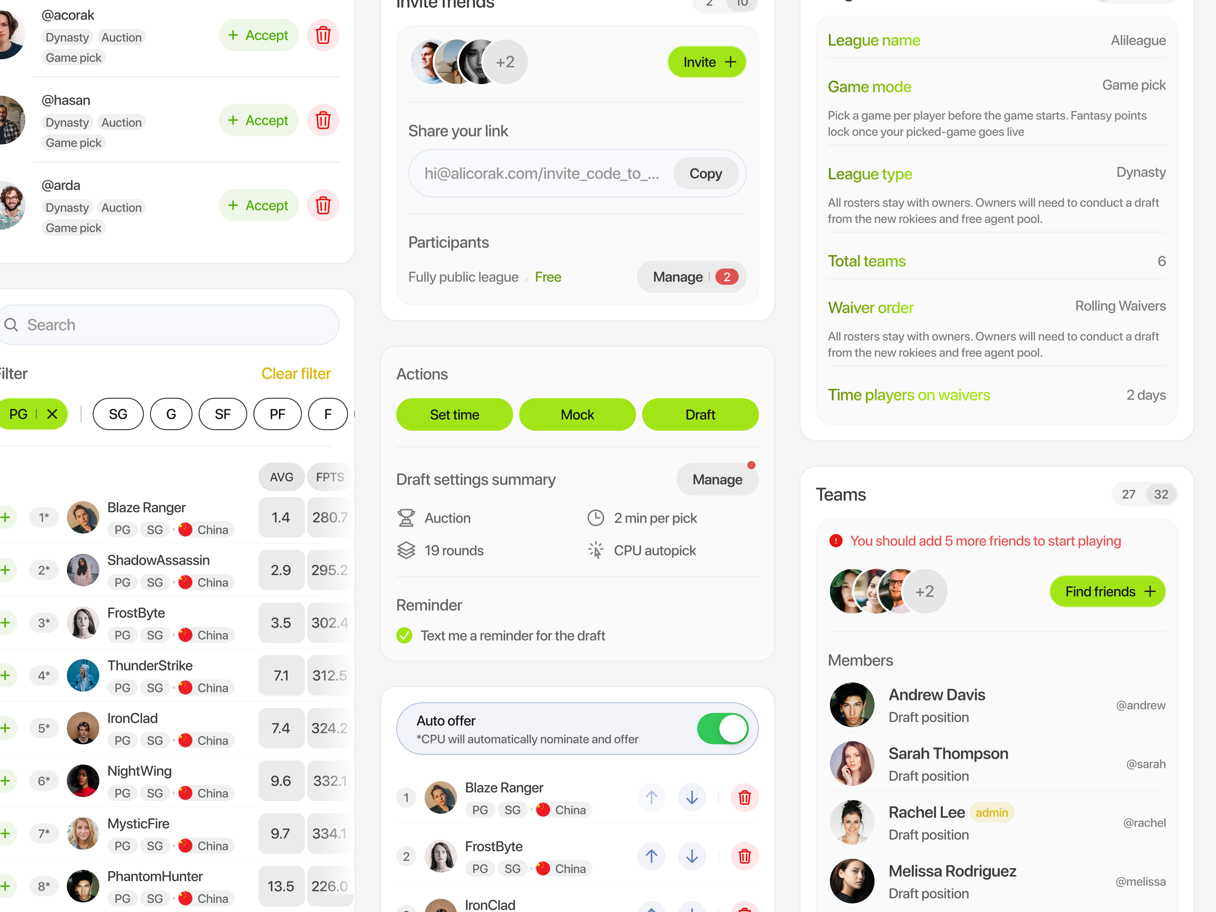 Fantasy League App / league settings app design app ui clean clean design figma minimal mobile mobile app mobile design mobile ui pop up settings tabs ui ui design ux