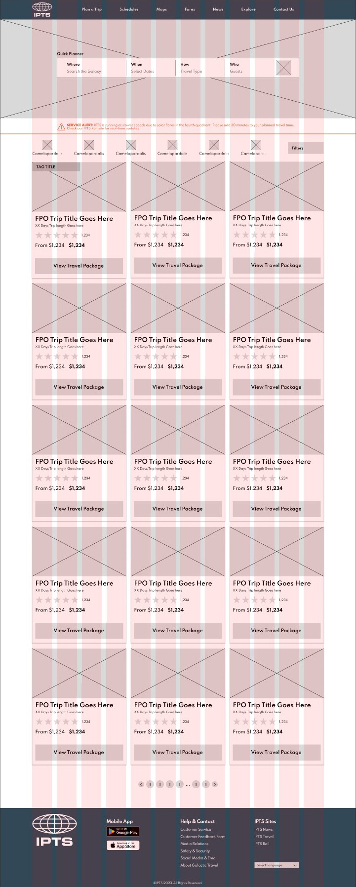 Wireframe for Travel