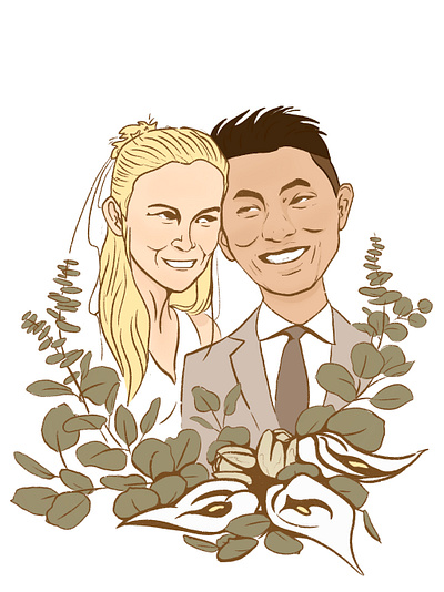 Wedding Caricature Illustration–Cindy and Jacky illustration procreate sketch work