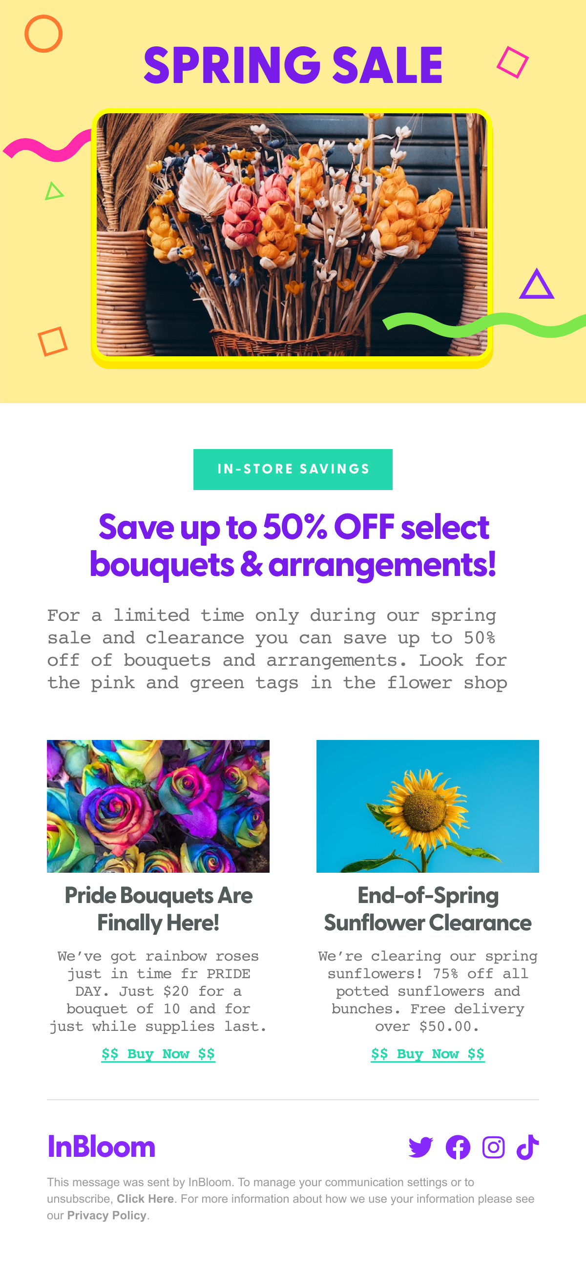 Email Design - Spring Sale email