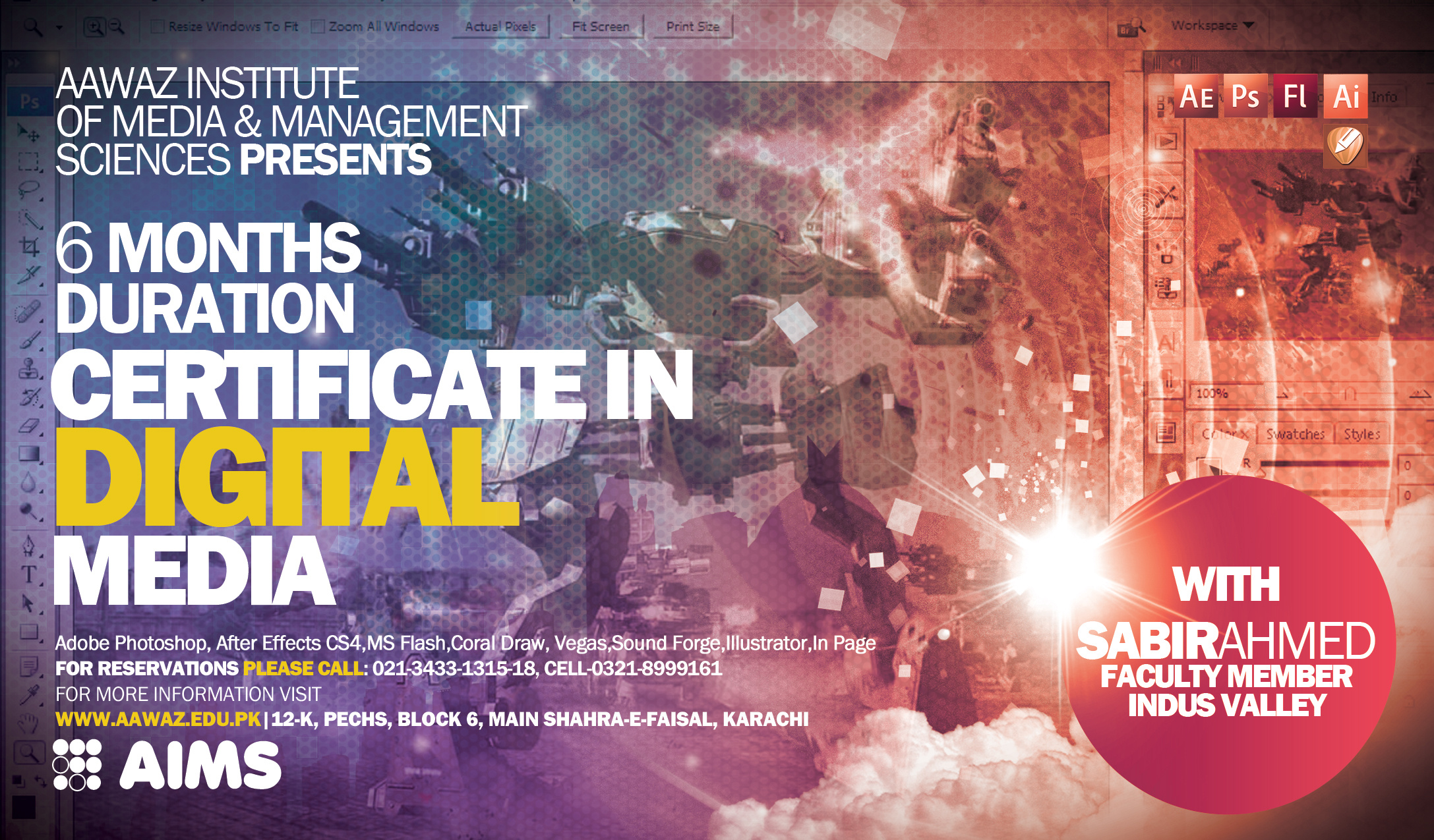 AIMS - Digital Media Course Flyer graphic design photoshop