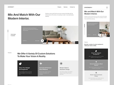 SYNTERIOR® - Interior Design Landing Page 🪵 architecture branding clean design furniture homedecor house interior interior design landing page living minimalist modern product design responsive room sofa typography web design website