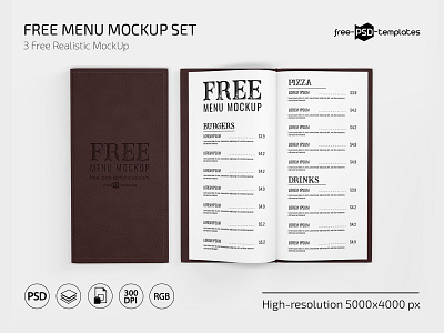 Free Menu Mockup Set free freebie leather leathermenu leathermenumockup menu menumockup mockup mockups photoshop psd template templates