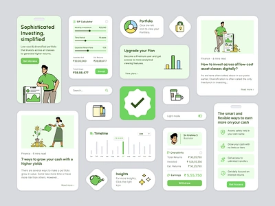 Wealth Management - Light Mode 2d illustration app charts components data design finance fintech icons illustration light mode marketing mobile money product screens timeless ui ux wealth management