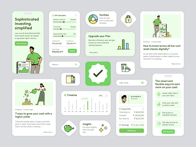 Wealth Management - Light Mode 2d illustration app charts components data design finance fintech icons illustration light mode marketing mobile money product screens timeless ui ux wealth management