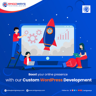 Boost your online presence with our Custom WordPress Development amigoways amigowaysappdevelopers amigowaysteam branding wordpress wordpressdevelopmentservice