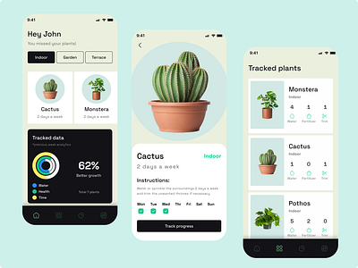 Plant management app visual design clean and minimal design management app minimalistic ui mobile plants subtle colors tracking feature ui user experience ux visual design