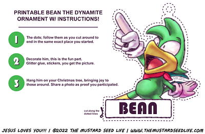 Sonic Printable Bean the Dynamite Christmas Ornament bean bean the dynamite character character art christmas design digital fan art fanart illustration jesus loves you!!! ornament printable random sonic sonic the hedgehog the mustard seed life