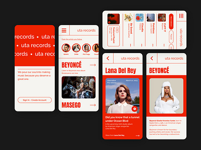 Uta Records - Record House App album app artist design mobile mobile app music record house record label recording recording house recording studio singer ui uiux user interface