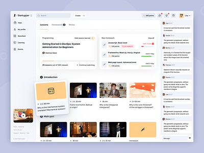 Startupper Edtech Platform: Dashboard app clean courses dashboard design e learning education education platform educational landing page design learning platform product design saas school ui trends uiux web app web platform website