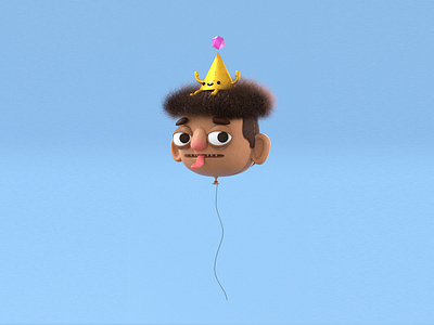 Bday Boy 3d 3d illustration balloon birthday character character design cinema 4d gift illustration ilustracion kid party party hat