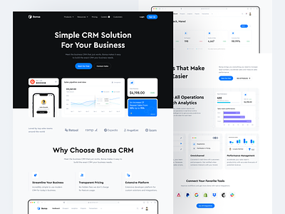 🎲 Bonsa - CRM Landing Page clean crm design landing page marketing report sales sales analytics ui ux web website