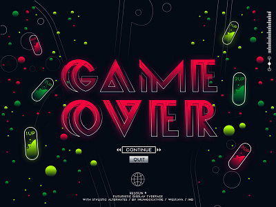 Game Over 80s arcade branding design display font futuristic game game over geometric inumocca lettering logo neon light poster retro synthwave typeface typography vintage