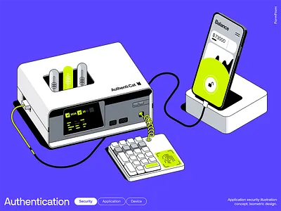 Authentication & Security Illustration application security authentication device illustration isometric protection retro security