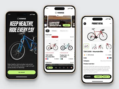 Mornride - Bike Marketplace 🚲 app bicycle app bike bike app catalouge design e commerce ecommerce market marketplace mobile app online store shop shopify shopping store style ui uiux woocommerce