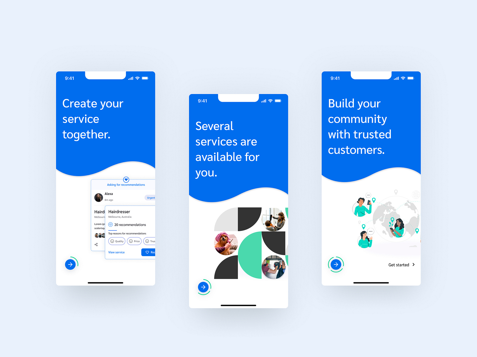 Onboarding of service app by Dhruvik Lathiya on Dribbble
