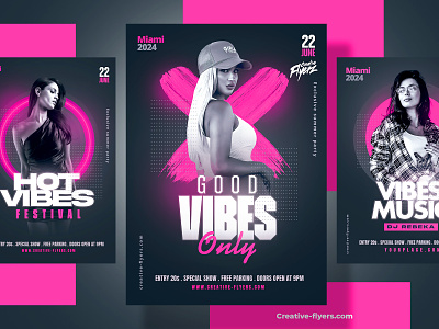 Club Flyer Template (PSD) black and pink club flyer creative flyer design flyer templates graphic design nigthclub party flyer photoshop poster