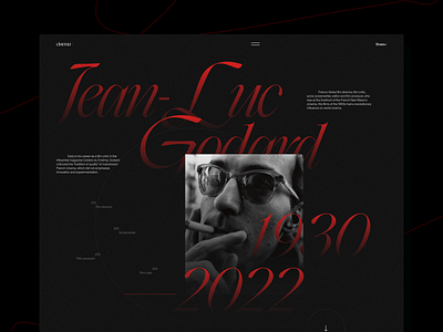 Jean-Luc Godard | Hero Screen art design development digitalbutlers film graphic design illustration inspiration landing page minimal movie movie design typography ui uiuxdesign ux visual design webpage website